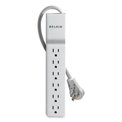 Home/Office Surge Protector with Rotating Plug, 6 AC Outlets, 6 ft Cord, 720 J, White. Picture 3