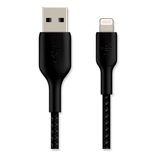 BOOST CHARGE Braided Apple Lightning to USB-A ChargeSync Cable, 6.6 ft, Black. Picture 3