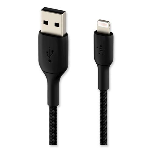 BOOST CHARGE Braided Apple Lightning to USB-A ChargeSync Cable, 6.6 ft, Black. Picture 5