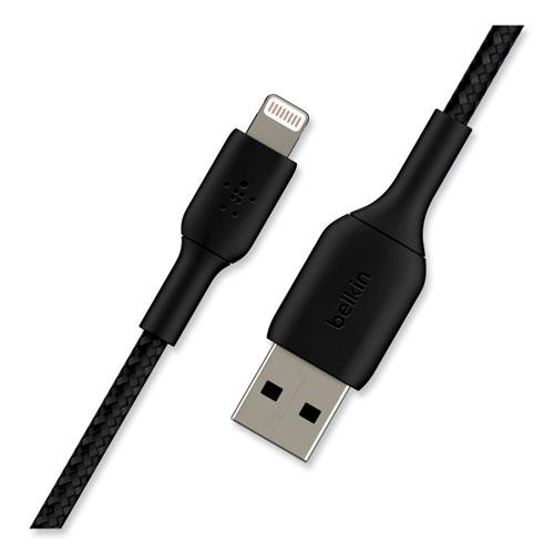 BOOST CHARGE Braided Apple Lightning to USB-A ChargeSync Cable, 6.6 ft, Black. Picture 2