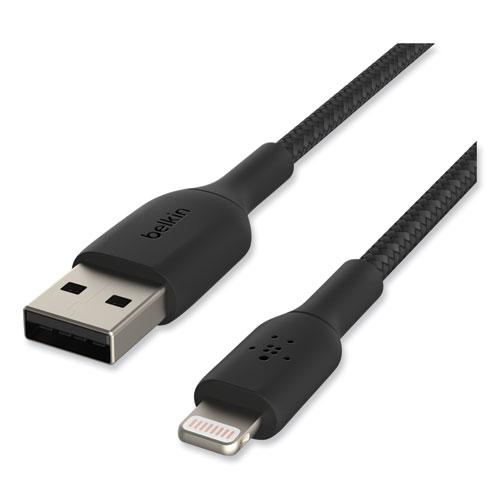 BOOST CHARGE Braided Apple Lightning to USB-A ChargeSync Cable, 6.6 ft, Black. Picture 4