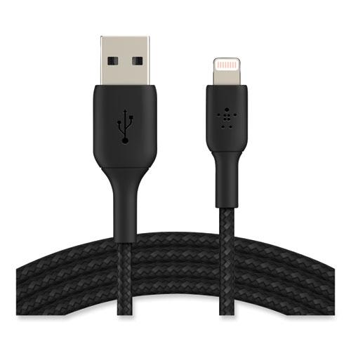 BOOST CHARGE Braided Apple Lightning to USB-A ChargeSync Cable, 6.6 ft, Black. Picture 1