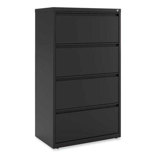 Lateral File, 4 Legal/Letter-Size File Drawers, Black, 30" x 18.63" x 52.5". Picture 2