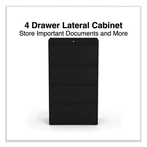 Lateral File, 4 Legal/Letter-Size File Drawers, Black, 30" x 18.63" x 52.5". Picture 5