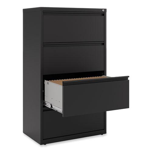 Lateral File, 4 Legal/Letter-Size File Drawers, Black, 30" x 18.63" x 52.5". Picture 6