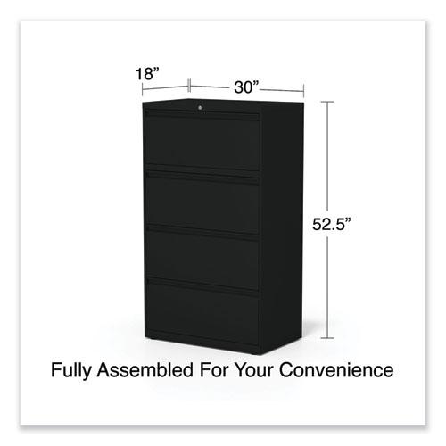 Lateral File, 4 Legal/Letter-Size File Drawers, Black, 30" x 18.63" x 52.5". Picture 9