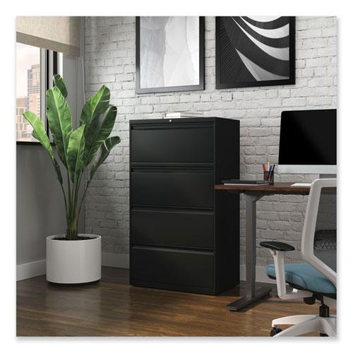 Lateral File, 4 Legal/Letter-Size File Drawers, Black, 30" x 18.63" x 52.5". Picture 11