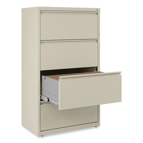 Lateral File, 4 Legal/Letter-Size File Drawers, Putty, 30" x 18.63" x 52.5". Picture 6