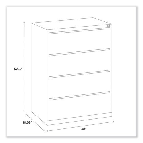 Lateral File, 4 Legal/Letter-Size File Drawers, Putty, 30" x 18.63" x 52.5". Picture 7