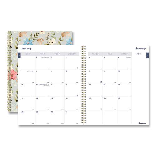 Monthly 14-Month Planner, Spring Floral Watercolor Artwork, 11 x 8.5, Multicolor Cover, 14-Month (Dec to Jan): 2023 to 2025. Picture 1