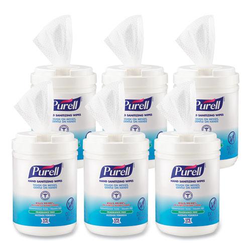 Hand Sanitizing Wipes Alcohol Formula, 6 x 7, Unscented, White, 175/Canister, 6 Canisters/Carton. Picture 1