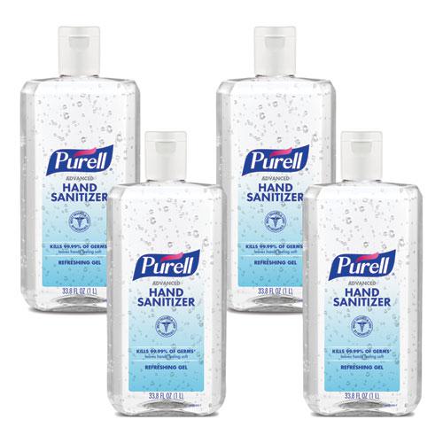Advanced Refreshing Gel Hand Sanitizer, 1 L Flip Cap Bottle, Clean Scent, 4/Carton. Picture 1
