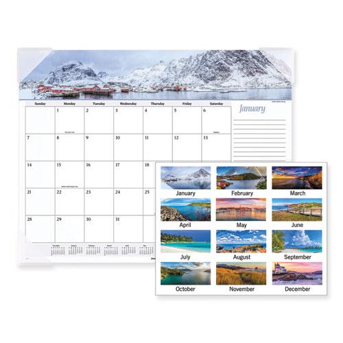 Seascape Panoramic Desk Pad, Seascape Panoramic Photography, 22 x 17, White Sheets, Clear Corners, 12-Month (Jan-Dec): 2024. Picture 1