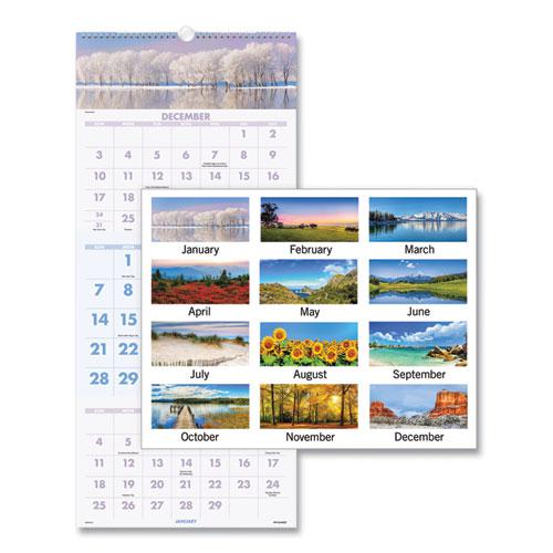 Scenic Three-Month Wall Calendar, Scenic Landscape Photography, 12 x 27, White Sheets, 14-Month (Dec to Jan): 2023 to 2025. Picture 1