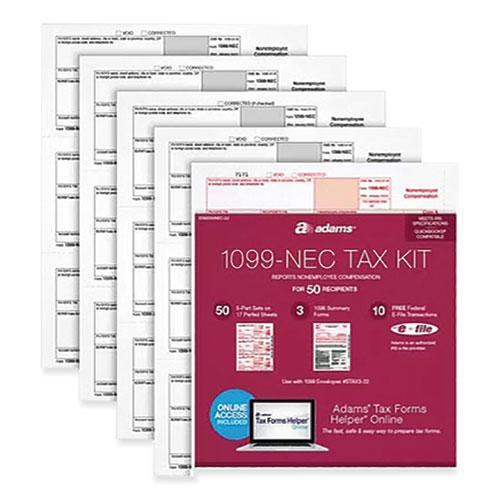 1099-NEC + 1096 Tax Form Kit with e-File, Inkjet/Laser, Fiscal Year: 2023, 5-Part, 8.5 x 3.67, 3 Forms/Sheet, 50 Forms Total. Picture 1