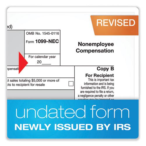 1099-NEC + 1096 Tax Form Kit with e-File, Inkjet/Laser, Fiscal Year: 2023, 5-Part, 8.5 x 3.67, 3 Forms/Sheet, 50 Forms Total. Picture 3