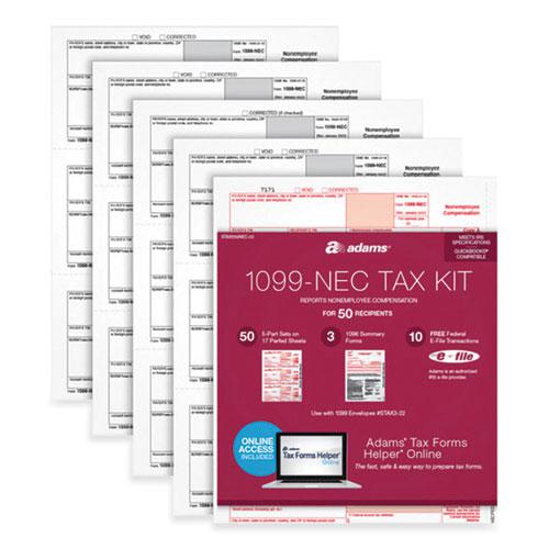 1099-NEC + 1096 Tax Form Bundle, Inkjet/Laser, Fiscal Year: 2023, 5-Part, 8.5 x 3.67, 3 Forms/Sheet, 24 Forms Total. Picture 1