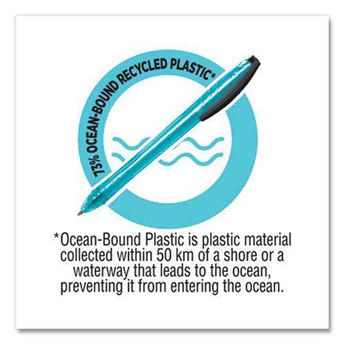 ReVolution Ocean Bound Ballpoint Pen, Retractable, Medium 1 mm, Black Ink, Translucent Blue Barrel, 4/Pack. Picture 3