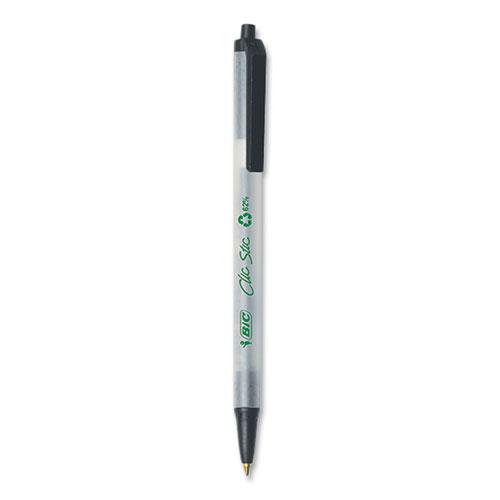 Ecolutions Clic Stic Ballpoint Pen, Retractable, Medium 1 mm, Black Ink, Translucent Frost/Black Barrel, 10/Pack. Picture 3