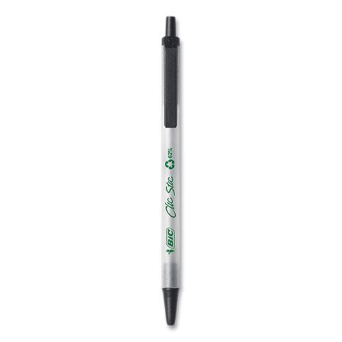 Ecolutions Clic Stic Ballpoint Pen, Retractable, Medium 1 mm, Black Ink, Translucent Frost/Black Barrel, 10/Pack. Picture 2