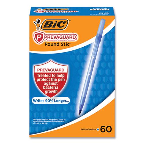 PrevaGuard Round Stic Pen, Stick, Medium 1 mm, Blue Ink, Translucent Blue Barrel, 60/Pack. Picture 1