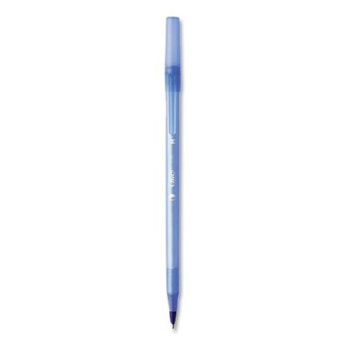 PrevaGuard Round Stic Pen, Stick, Medium 1 mm, Blue Ink, Translucent Blue Barrel, 60/Pack. Picture 2