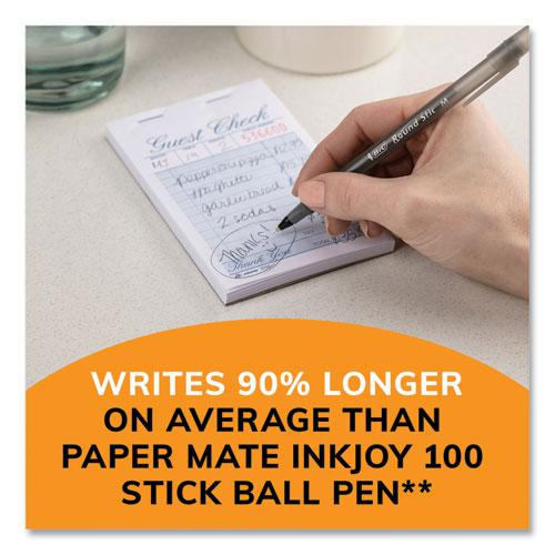 Round Stic Xtra Life Ballpoint Pen, Stick, Medium 1 mm, Black Ink, Translucent Black Barrel, 144/Pack. Picture 5