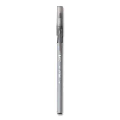 Round Stic Grip Xtra Comfort Ballpoint Pen, Medium 1 mm, Black Ink, Gray/Black, 24/Box, 6 Boxes/Pack. Picture 3