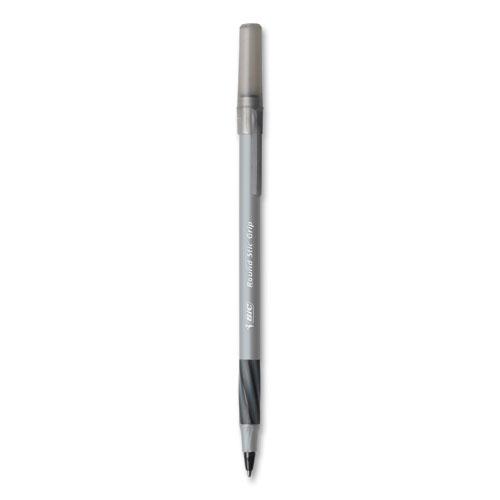 Round Stic Grip Xtra Comfort Ballpoint Pen, Medium 1 mm, Black Ink, Gray/Black, 24/Box, 6 Boxes/Pack. Picture 4