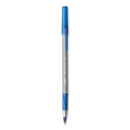 Round Stic Grip Xtra Comfort Ballpoint Pen, Medium 1 mm, Blue Ink, Gray/Blue Barrel, 24/Box, 6 Boxes/Pack. Picture 4