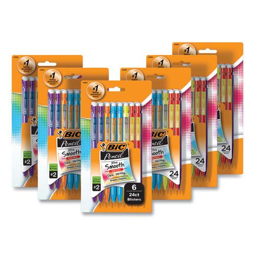 Xtra-Smooth Bright Edition Mechanical Pencils, 0.7 mm, HB (#2), Black Lead, Assorted Barrel Colors, 24/Pack, 6 Packs/Carton. Picture 1