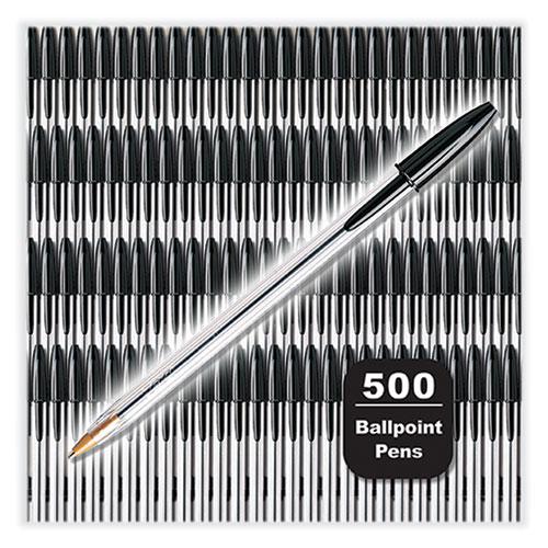 Cristal Xtra Smooth Ballpoint Pen, Stick, Medium 1 mm, Black Ink, Clear Barrel, 500/Pack. Picture 3