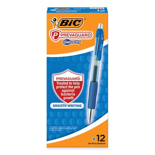 PrevaGuard Gel-ocity Retractable Gel Pen, Medium 0.7 mm, Blue Ink, Clear/Blue Barrel, Dozen. Picture 1