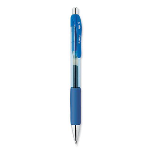 PrevaGuard Gel-ocity Retractable Gel Pen, Medium 0.7 mm, Blue Ink, Clear/Blue Barrel, Dozen. Picture 3