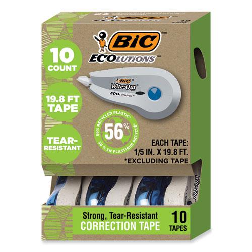Wite-Out Brand Ecolutions Correction Tape, Non-Refillable, White, 0.2" x 19.8 ft, 10/Pack. Picture 6