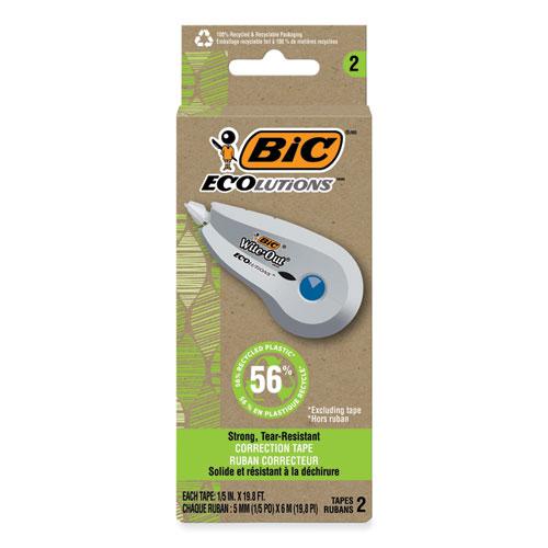 Wite-Out Brand Ecolutions Correction Tape, Non-Refillable, White,  0.2" x 19.8 ft, 2/Pack. Picture 7