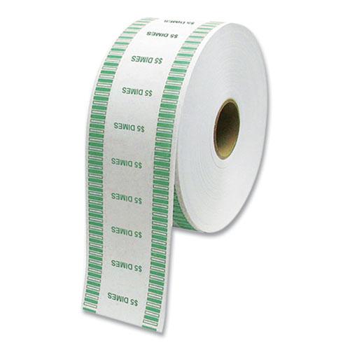 Automatic Coin Wrapper Roll for Coin Wrapping Machines, Dimes, $5.00, Kraft/Green, 2,000/Roll, 8 Rolls/Carton. Picture 1