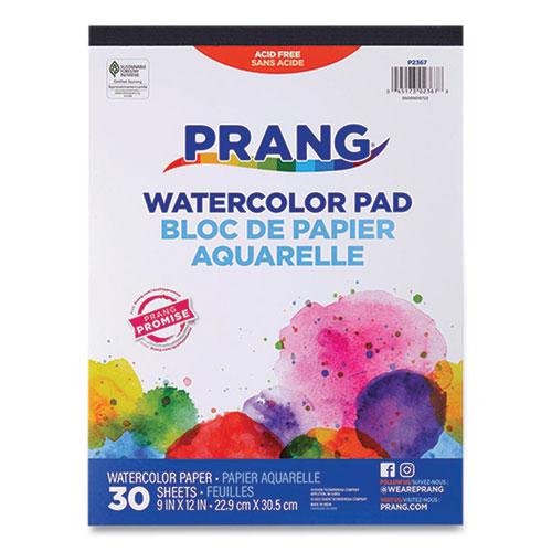 Prang Watercolor Paper Pad, Unruled, White/Multicolor Cover, 30 White 9 x 12 Sheets. Picture 1