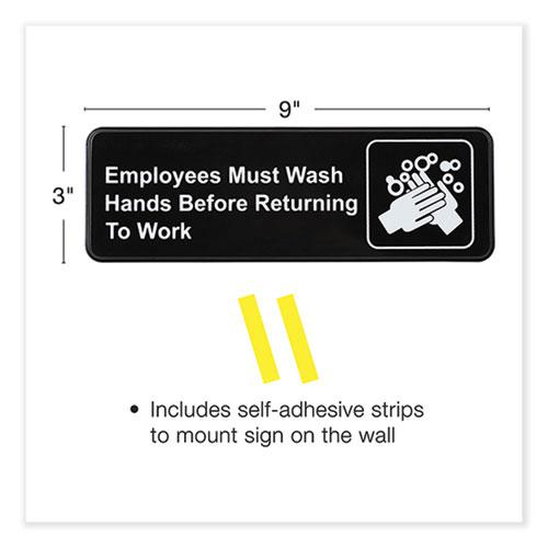 Indoor/Outdoor Restroom with Braille Text, 6" x 9", Black Face, White Graphics, 3/Pack. Picture 4