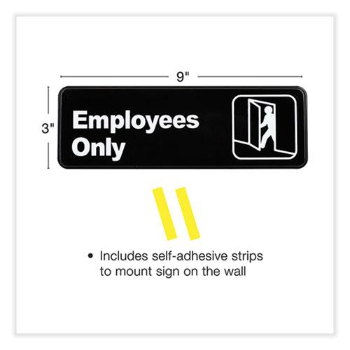 Employees Only Indoor/Outdoor Wall Sign, 9" x 3", Black Face, White Graphics, 3/Pack. Picture 2