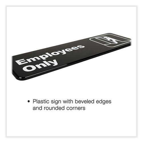 Employees Only Indoor/Outdoor Wall Sign, 9" x 3", Black Face, White Graphics, 3/Pack. Picture 3