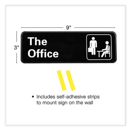 The Office Indoor/Outdoor Wall Sign, 9" x 3", Black Face, White Graphics, 2/Pack. Picture 2