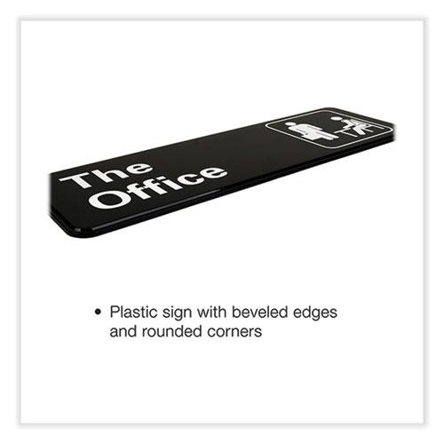 The Office Indoor/Outdoor Wall Sign, 9" x 3", Black Face, White Graphics, 2/Pack. Picture 3