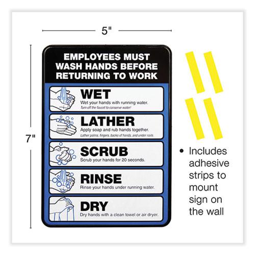 Employees Must Wash Hands Indoor Wall Sign, 5" x 7", Black/Blue/White Face, Black/Blue Graphics, 2/Pack. Picture 2