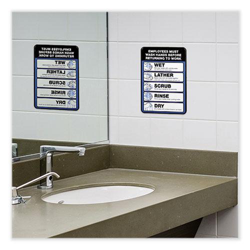 Employees Must Wash Hands Indoor Wall Sign, 5" x 7", Black/Blue/White Face, Black/Blue Graphics, 2/Pack. Picture 4