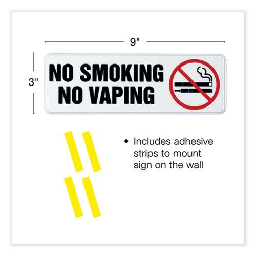 No Smoking No Vaping Indoor/Outdoor Wall Sign, 9" x 3", Black Face, Black/Red Graphics, 4/Pack. Picture 4