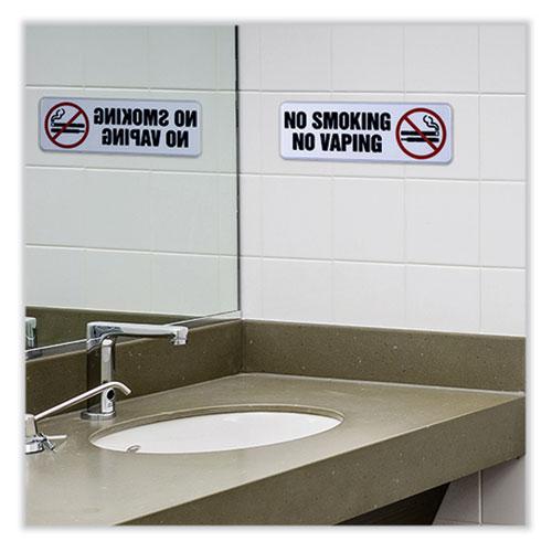 No Smoking No Vaping Indoor/Outdoor Wall Sign, 9" x 3", Black Face, Black/Red Graphics, 4/Pack. Picture 3