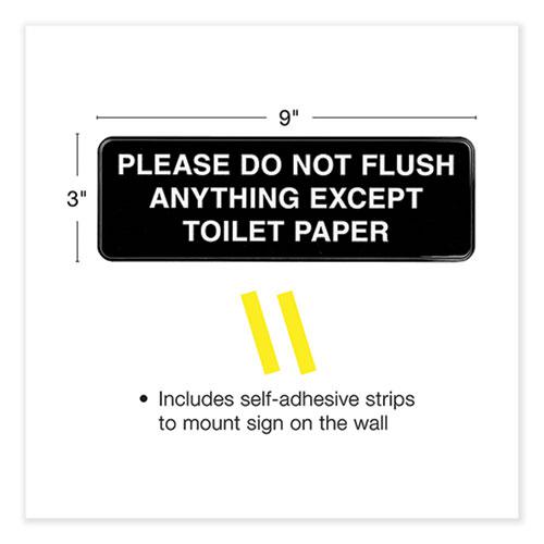 Please Do Not Flush Indoor/Outdoor Wall Sign, 9" x 3", Black Face, White Graphics, 3/Pack. Picture 2