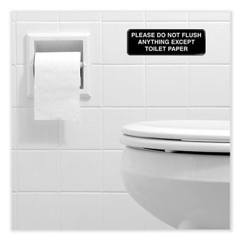 Please Do Not Flush Indoor/Outdoor Wall Sign, 9" x 3", Black Face, White Graphics, 3/Pack. Picture 4