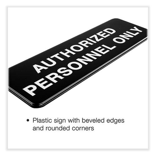 Authorized Personnel Only Indoor/Outdoor Wall Sign, 9" x 3", Black Face, White Graphics, 3/Pack. Picture 2